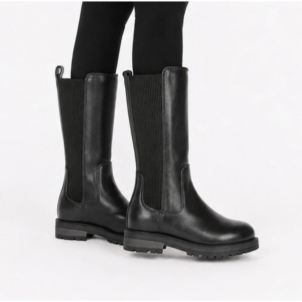 Wonder Nation Toddler Girls Boots Size 10 Black Tall Moto Riding Zip Pull On